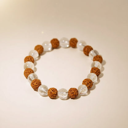 Rudraksha & Crystal Bracelet (8mm) for Spiritual Protection