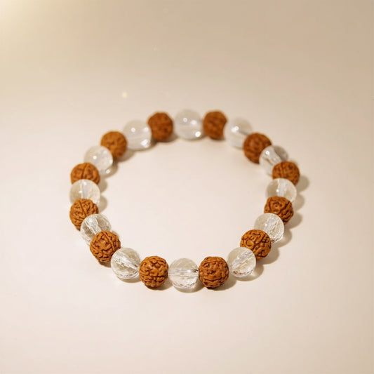 Rudraksha & Crystal Bracelet (8mm) for Spiritual Protection