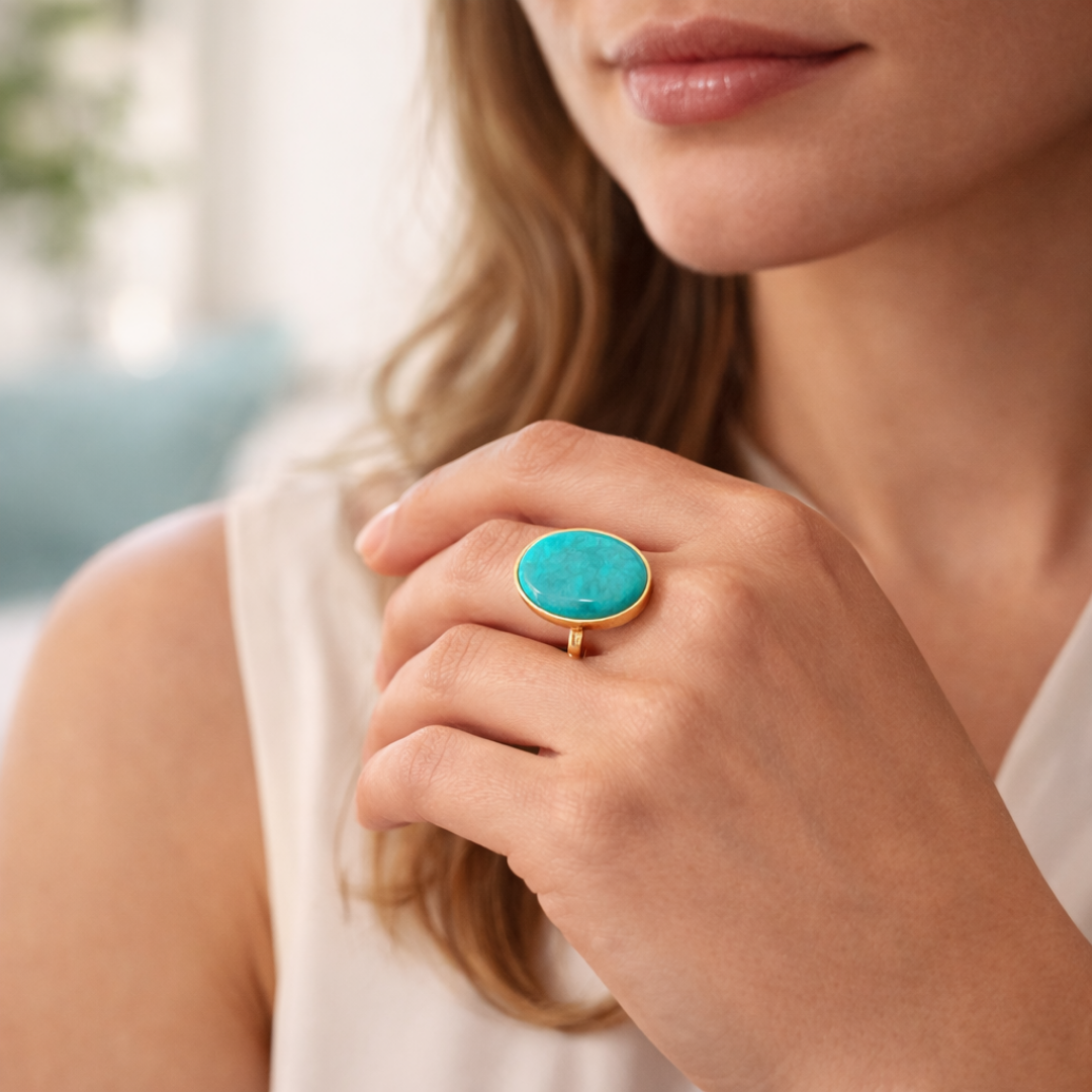 Natural Turquoise (Firoza) 6.71 Carat | Lab Certified Turquoise Gemstone for Luck & Protection