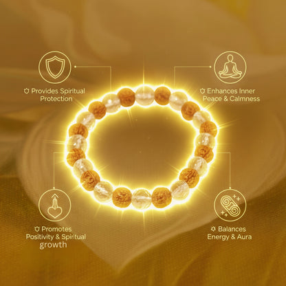 Rudraksha & Crystal Bracelet (8mm) for Spiritual Protection