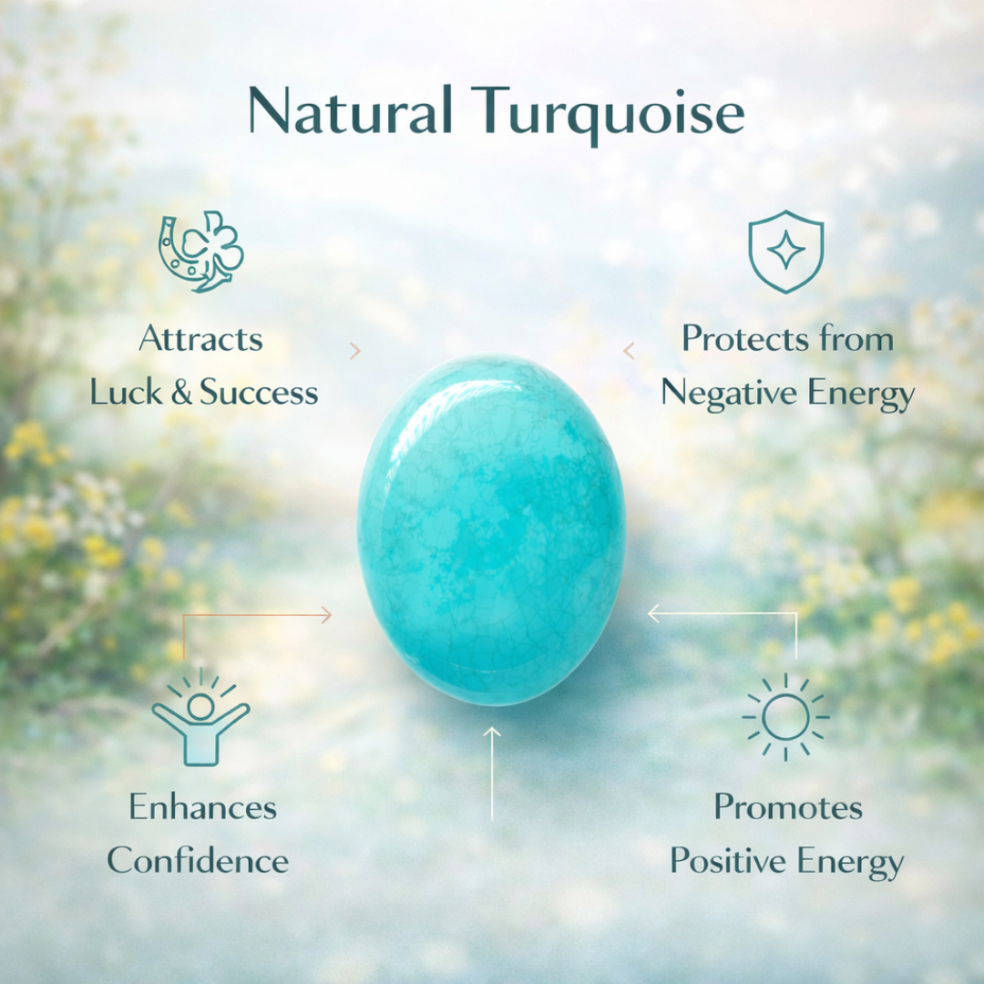 Natural Turquoise (Firoza) 8.50 Carat | Lab Certified Turquoise Gemstone for Luck & Protection