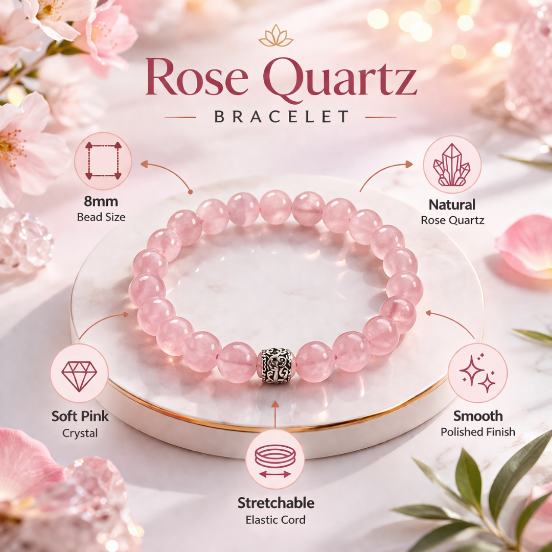 Rose Quartz Crystal Bracelet for Love Attraction – 8MM