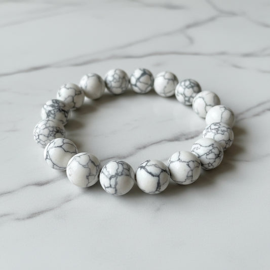 Natural Howlite Bracelet (8mm) for Calmness & Stress Relief