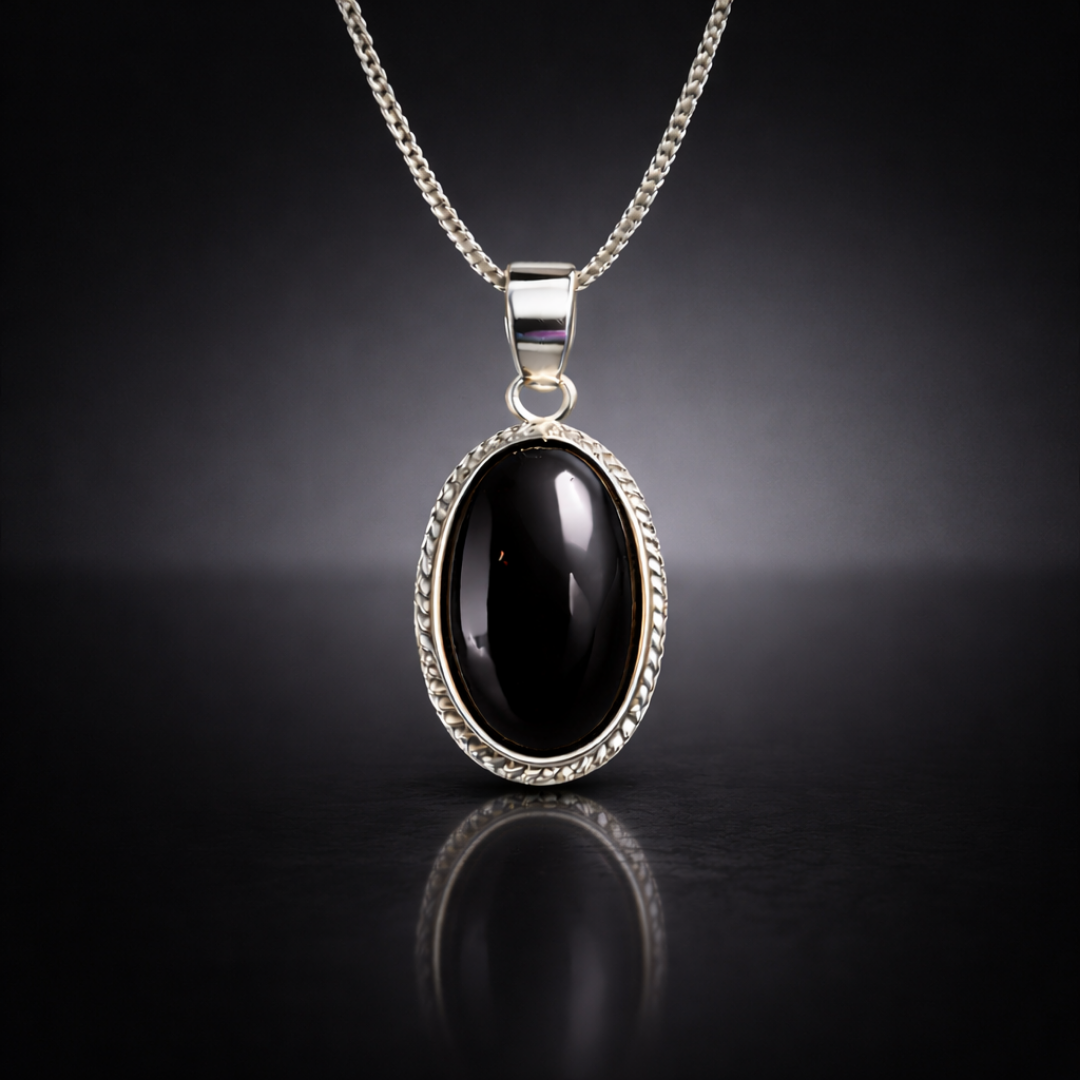 Natural Black Hakik Pendant for Protection & Strength