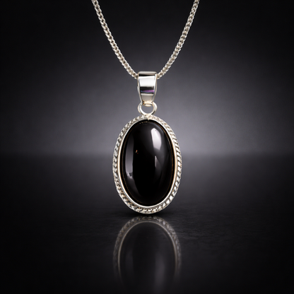 Natural Black Hakik Pendant for Protection & Strength
