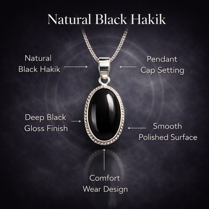 Natural Black Hakik Pendant for Protection & Strength