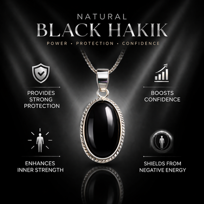 Natural Black Hakik Pendant for Protection & Strength