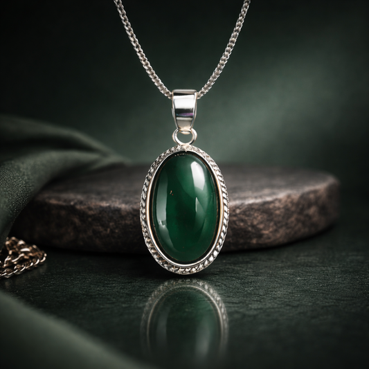 Natural Green Hakik Pendant for Luck & Growth