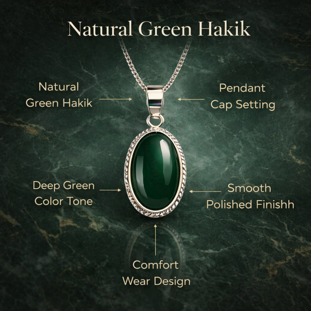 Natural Green Hakik Pendant for Luck & Growth