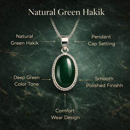 Natural Green Hakik Pendant for Luck & Growth