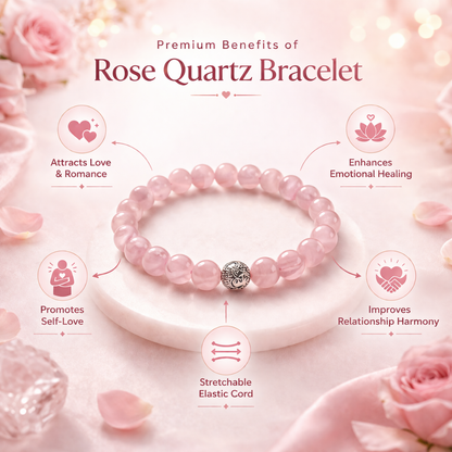 Rose Quartz Crystal Bracelet for Love Attraction – 8MM