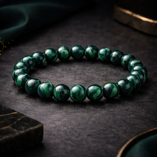 Natural Malachite Bracelet (8mm) for Protection & Transformation