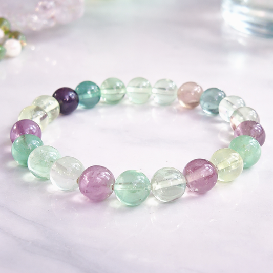 Natural Multi Fluorite Bracelet (8mm) for Focus & Mental Clarity