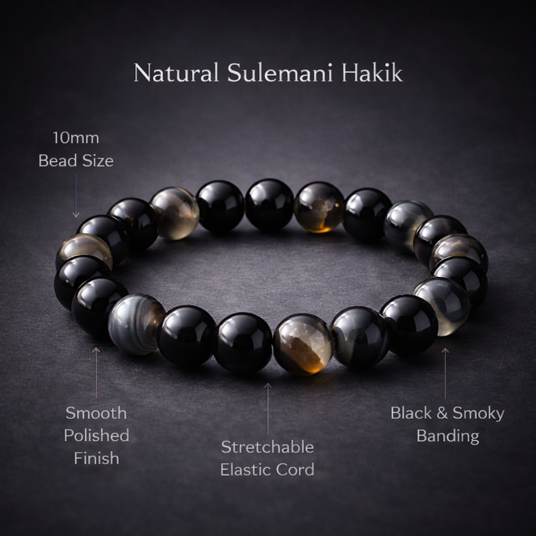 Natural Sulemani Hakik Bracelet (10mm) for Protection & Positivity