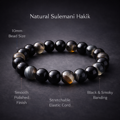 Natural Sulemani Hakik Bracelet (10mm) for Protection & Positivity