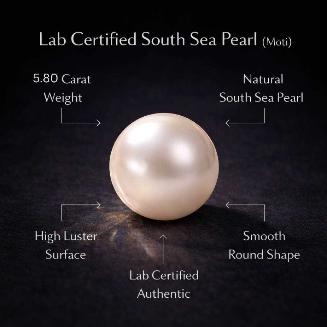 Lab Certified Natural South Sea Pearl (Moti) 5.80 CARAT for Peace & Emotional Balance