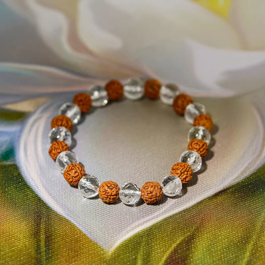 Rudraksha & Crystal Bracelet (8MM) || Gem Bhagya