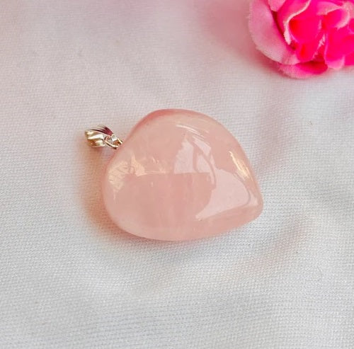Rose Quartz Heart Pendant : Improve Love, Relationship & Emotional Connection