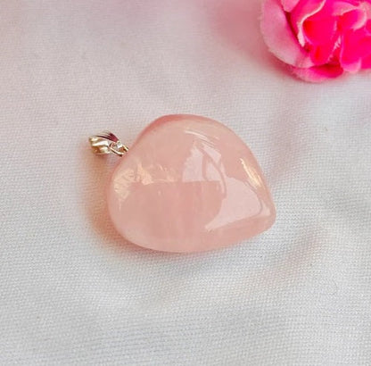 Rose Quartz Heart Pendant : Improve Love, Relationship & Emotional Connection
