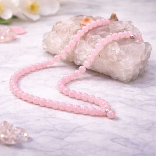 Natural Rose Quartz Mala 8mm for Love & Emotional Healing