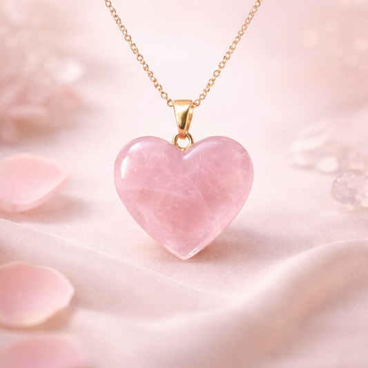 Natural Rose Quartz Heart Pendant for Love & Relationship Healing