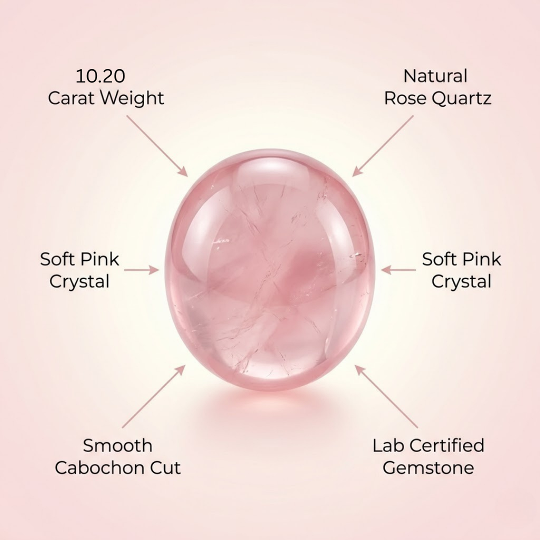 Natural Rose Quartz 10.20 Carat | Lab Certified Love & Healing Gemstone for Relationships