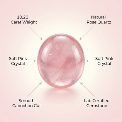 Natural Rose Quartz 10.20 Carat | Lab Certified Love & Healing Gemstone for Relationships