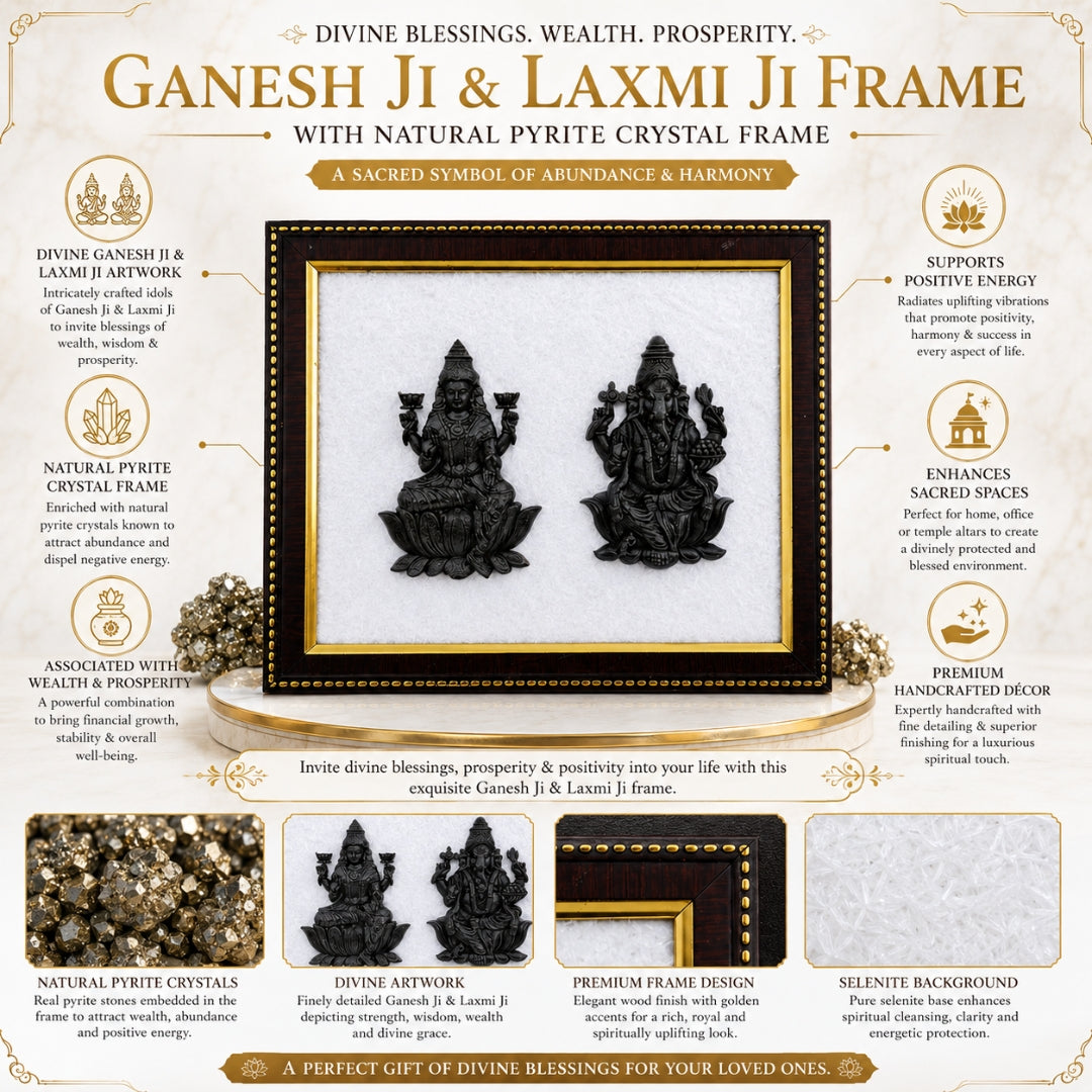 Pyrite Ganesh Ji & Laxmi Ji Frame for Wealth & Prosperity