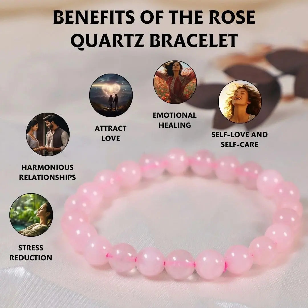 Rose Quartz Bracelet–  (8mm) Unisex|| Gem Bhagya