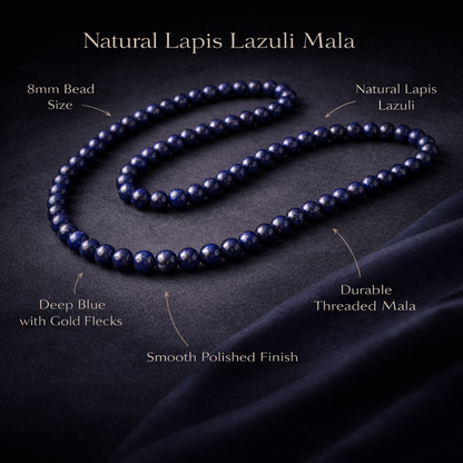 Natural Lapis Lazuli Mala 8mm for Wisdom & Communication
