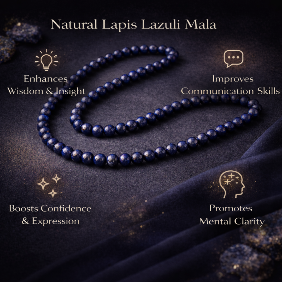 Natural Lapis Lazuli Mala 8mm for Wisdom & Communication