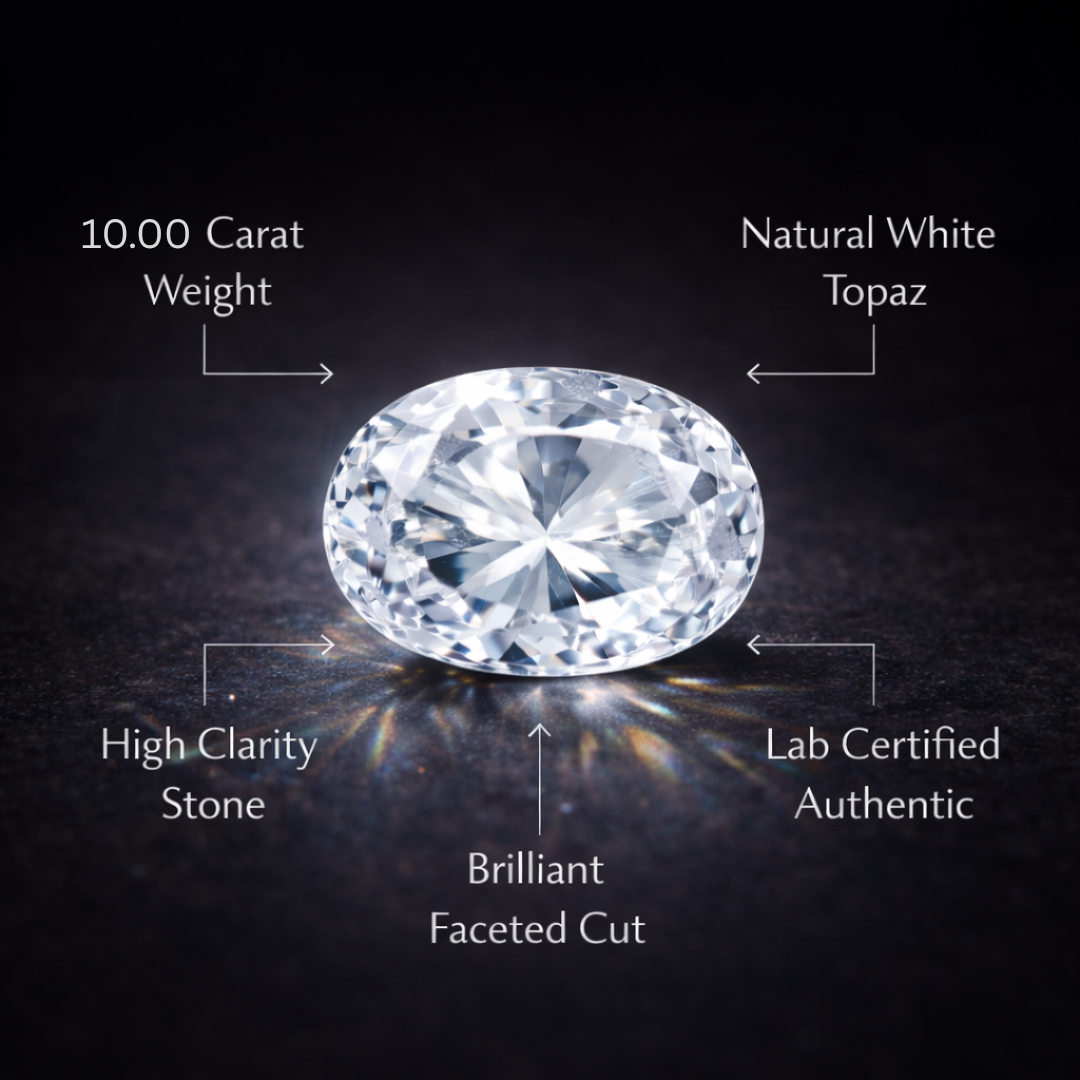 Lab Certified Natural White Topaz 10.00 CARAT for Clarity & Success