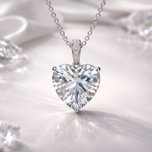 2.5 Carat Heart Shape Moissanite Diamond Pendant in 925 Silver