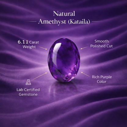 Natural Amethyst (Kataila) 6.11 Carat | Lab Certified