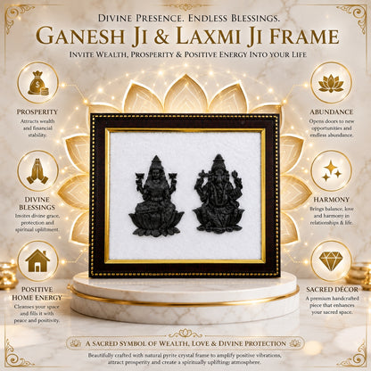 Pyrite Ganesh Ji & Laxmi Ji Frame for Wealth & Prosperity