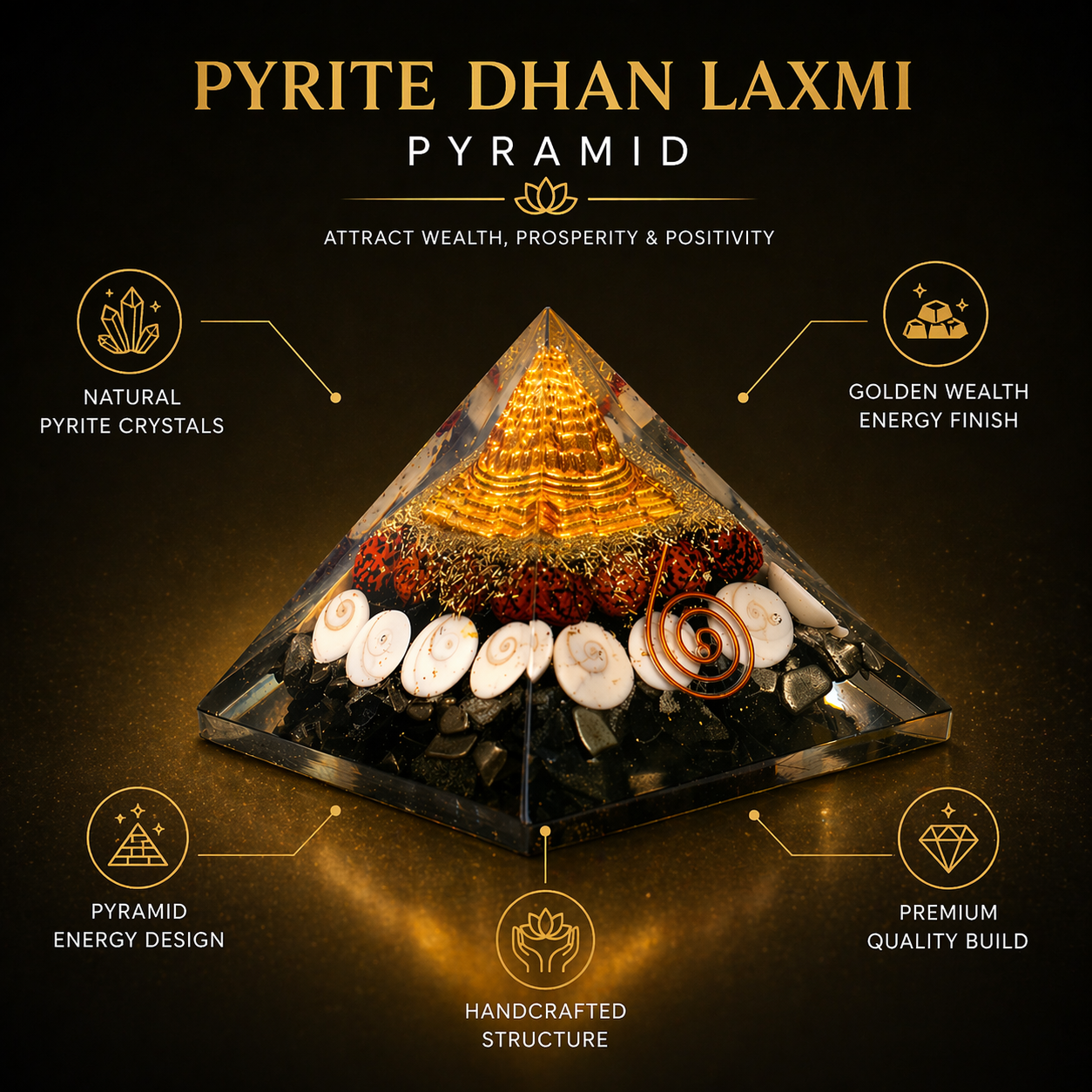 Pyrite Dhan Laxmi Pyramid for Wealth & Prosperity