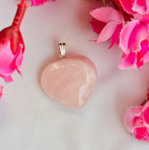 Rose Quartz Heart Pendant : Improve Love, Relationship & Emotional Connection