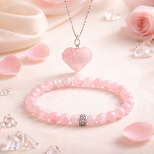 Love Relationship Combo – Rose Quartz Pendant & Bracelet for Love & Harmony