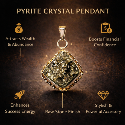 Lab Certified Natural Pyrite Pendant for Wealth & Success