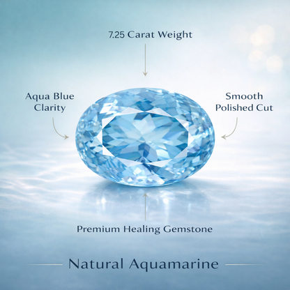 Natural Aquamarine healing gemstone 7.25 CARAT for Calmness & Communication