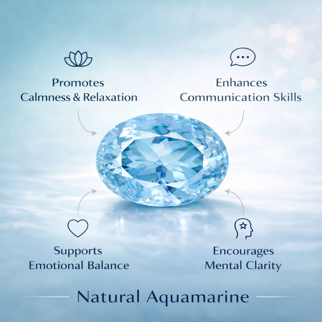Natural Aquamarine healing gemstone 7.25 CARAT for Calmness & Communication