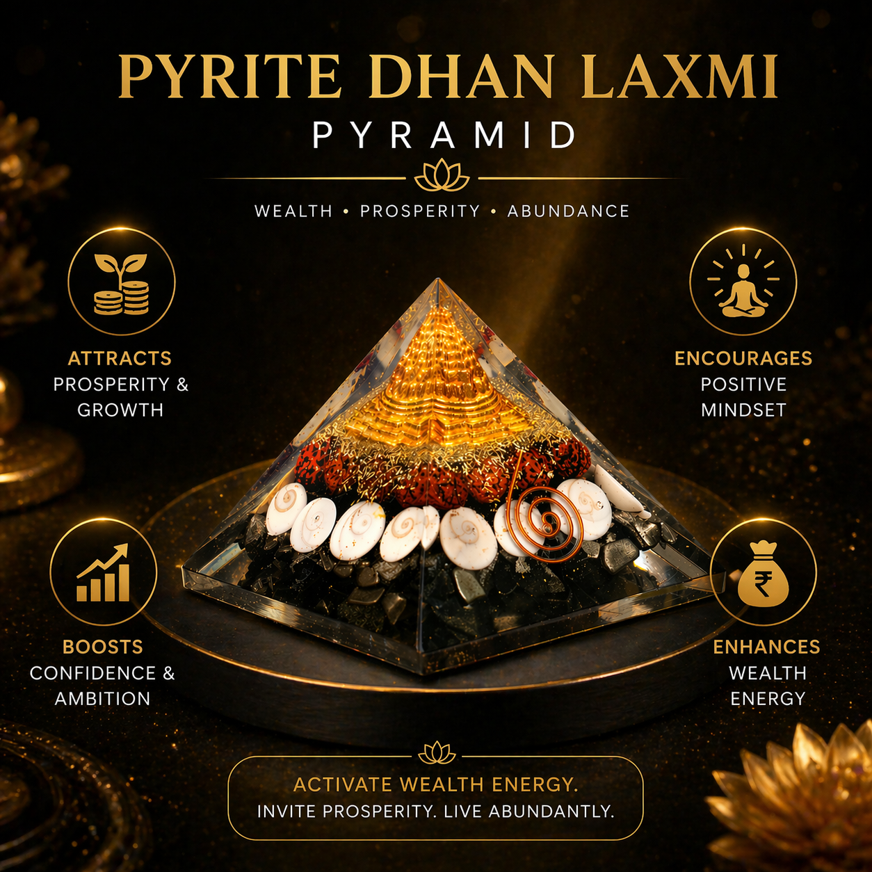 Pyrite Dhan Laxmi Pyramid for Wealth & Prosperity