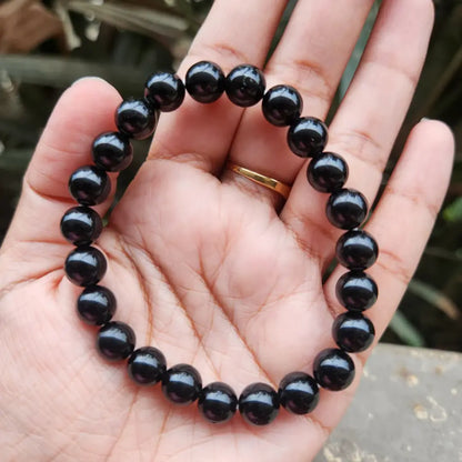Black Obsidian Bracelet (8mm) for Men and Women || Gem Bhagya