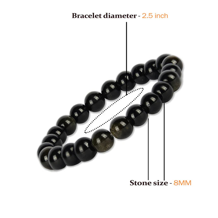 Black Obsidian Bracelet (8mm) for Men and Women || Gem Bhagya