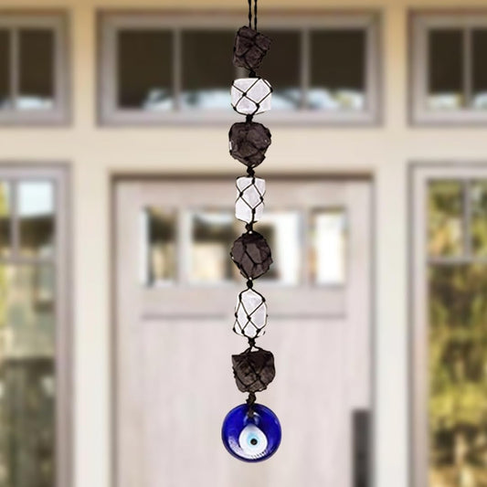 Selenite, Black Tourmaline and Evil Eye Protection Hanging