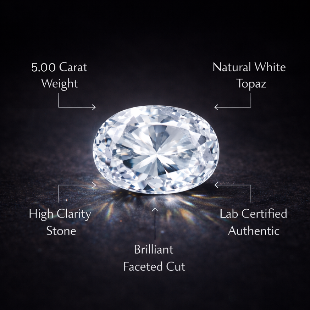 Lab Certified Natural White Topaz 5.00 CARAT for Clarity & Success