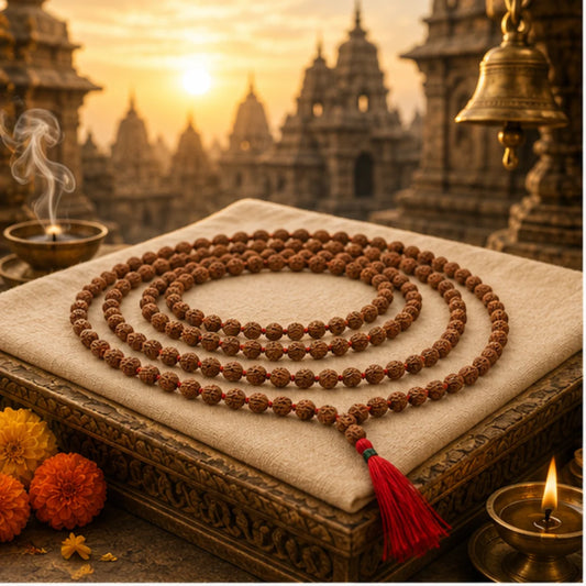 5 Mukhi Original Nepali Rudraksha Mala for Meditation 108+1 Beads