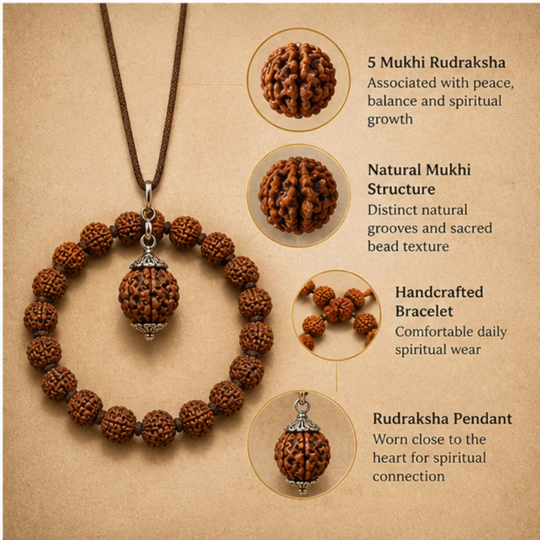 5 Mukhi Rudraksha Combo Pack for Peace, Protection & Spiritual Growth