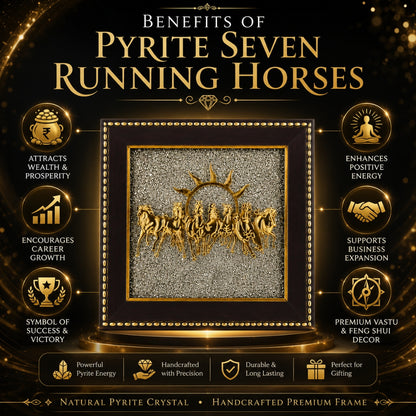 Pyrite Seven Horses Frame for Wealth & Success