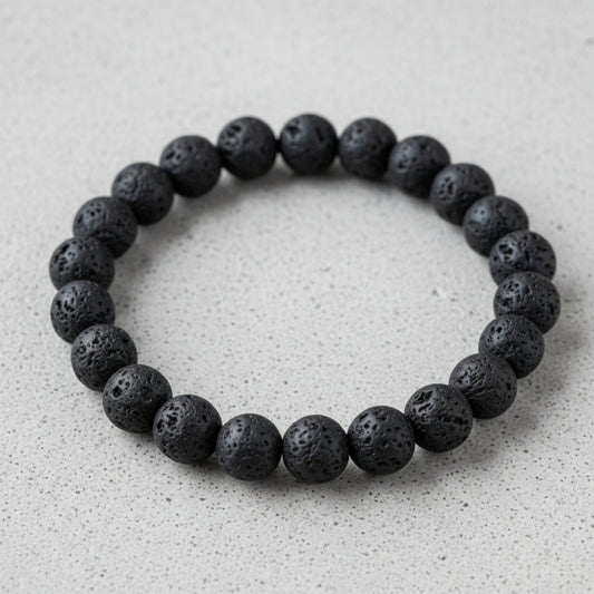 Natural Lava Stone Bracelet (8mm) for Strength & Grounding